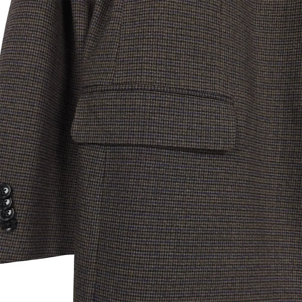 Michael Kors Mens Classic Fit Sport Coat 46L Brown Blue Houndstooth Stretch NWT